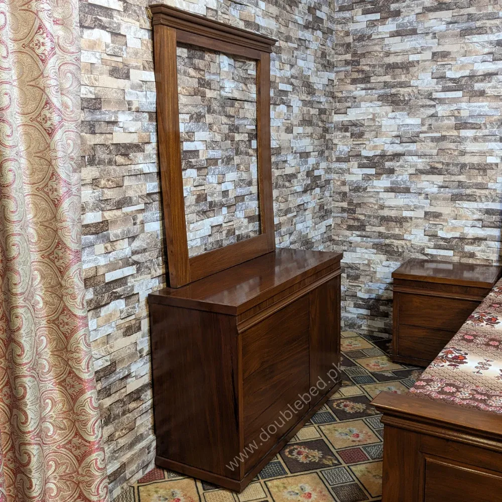 Wooden Double Bed For Sale in Lahore.dressing