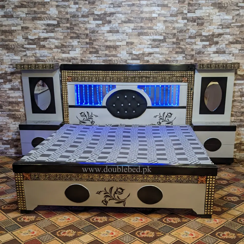 double bed with lights