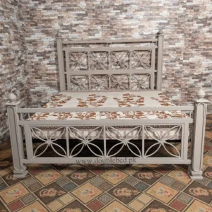 white iron double bed